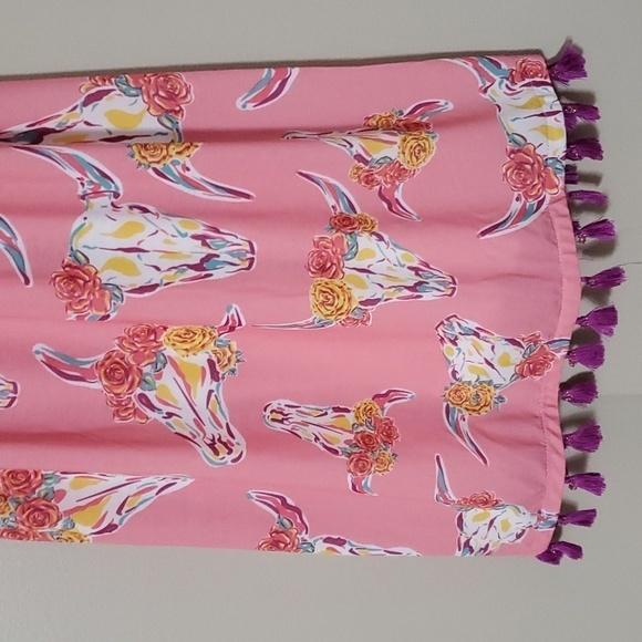 Simply Southern Southwest Cow Floral Skull Dress Size Large NWT - Picture 4 of 7